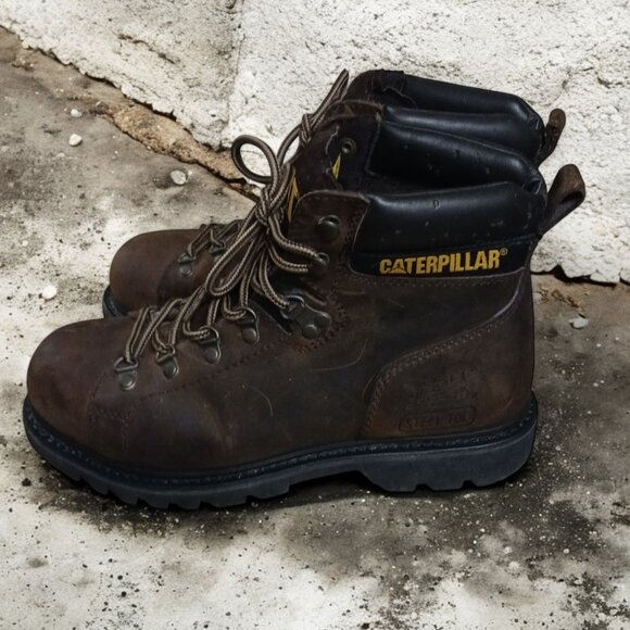 Caterpillar CAT  Brown Steel Toe Work Boots Mens  Size 8.5 Wide  CSA Approved - Picture 3 of 15